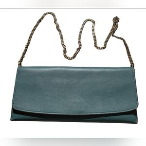 Banana Republic Green Faux Leather Envelope Purse With Chain 10"x5"